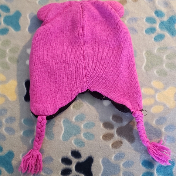 pink kitty face winter hat girls - Picture 2 of 2